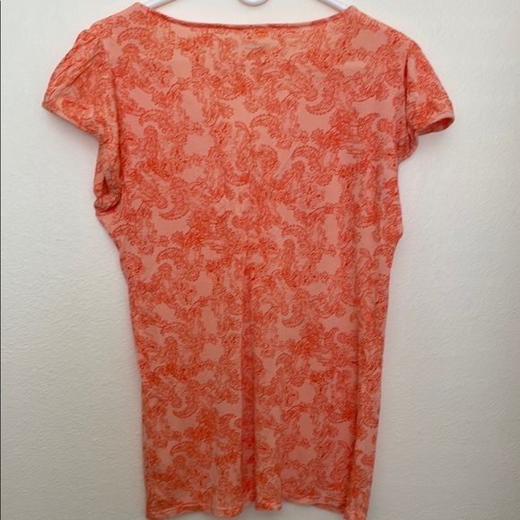 Calvin Klein Orange Fitted Blouse with V-Neckline - Picture 3 of 5